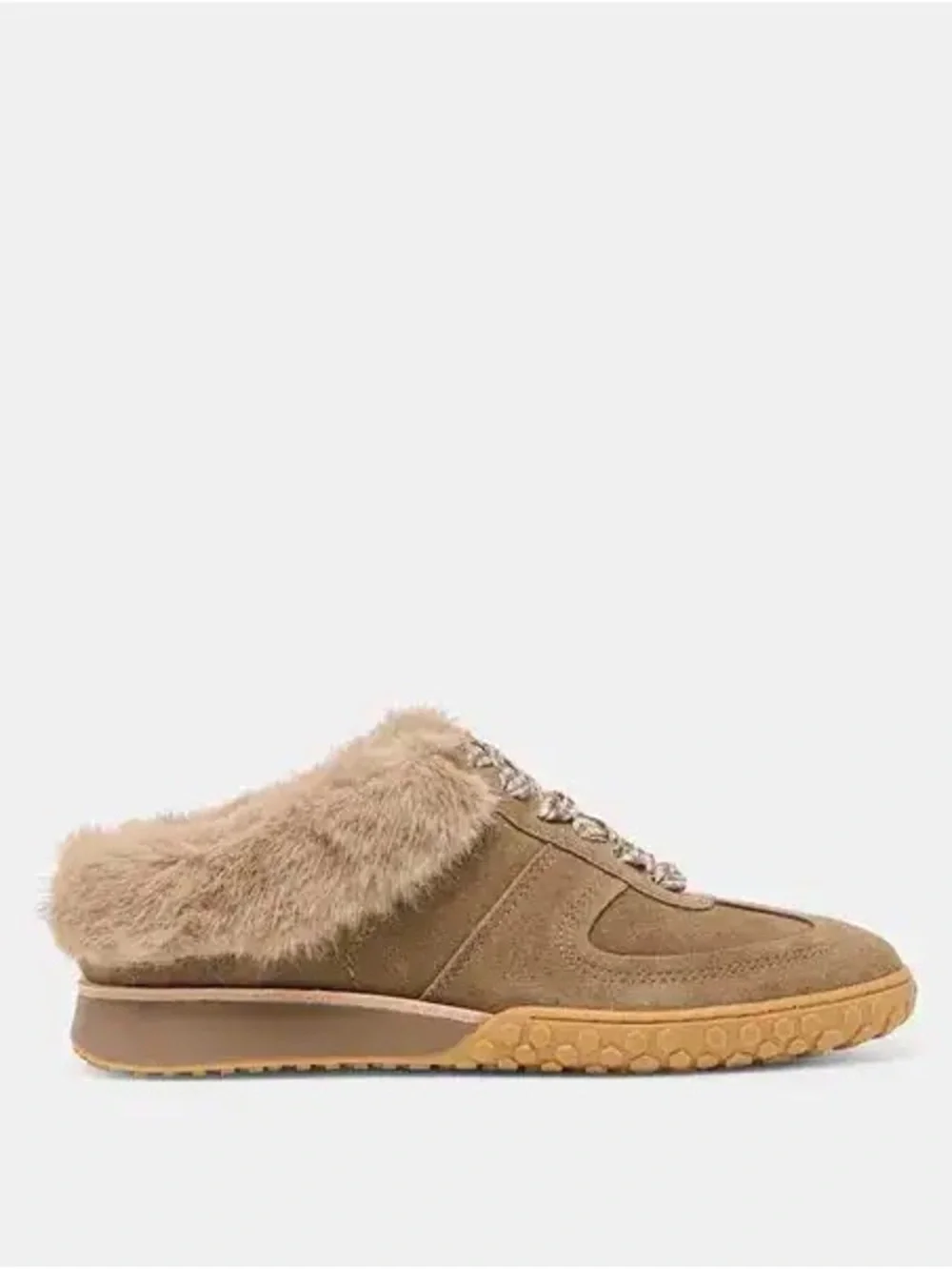 Dolce Vita Izzy Plush Suede Faux Fur Sneakers Tan Size 9 NWT